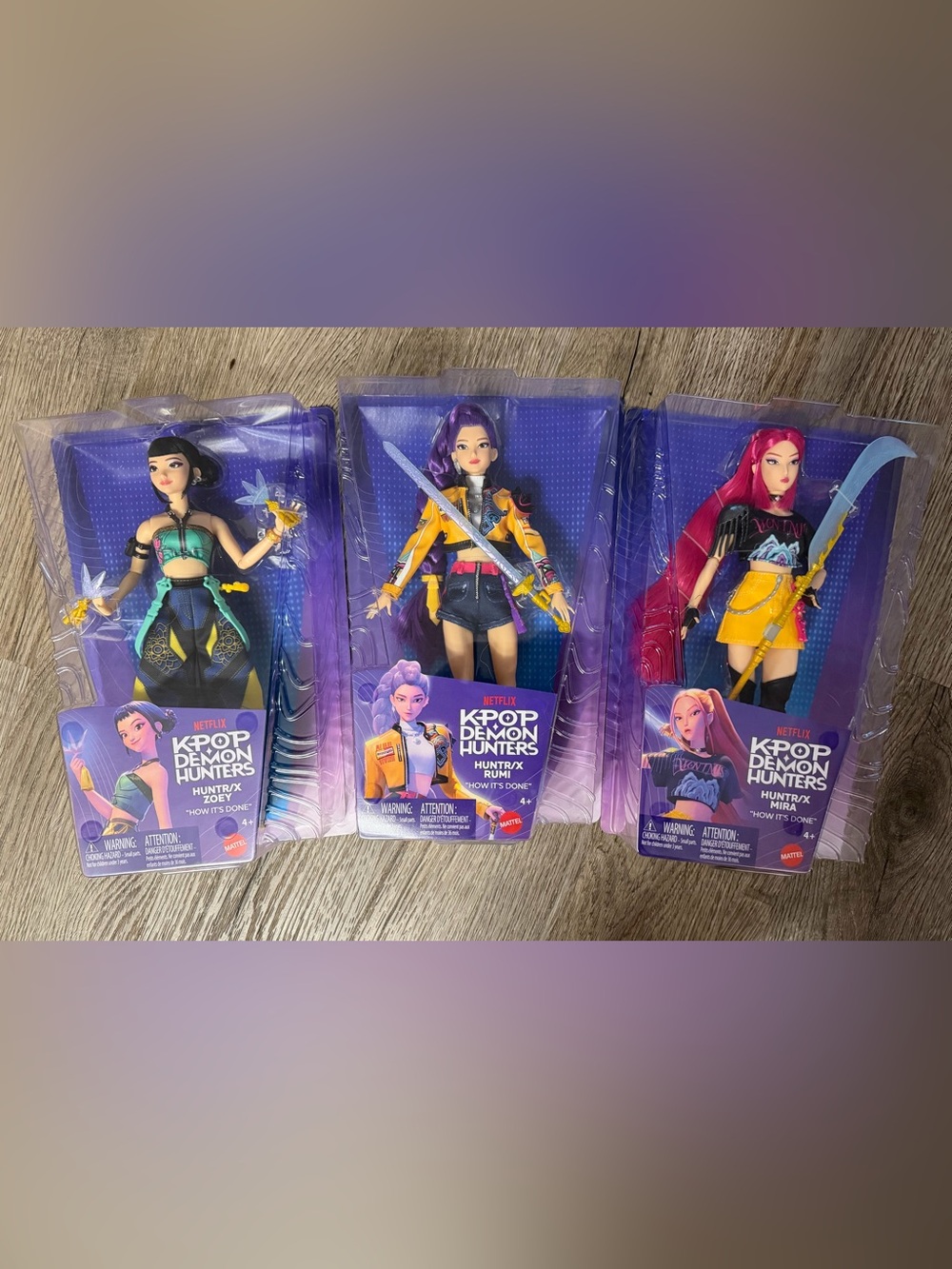 NEW KPop Demon Hunters Set of 3 HUNTRX Mattel Fashion Dolls